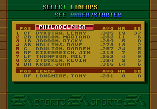 La Russa Baseball 95 screenshot 4 for Sega Genesis